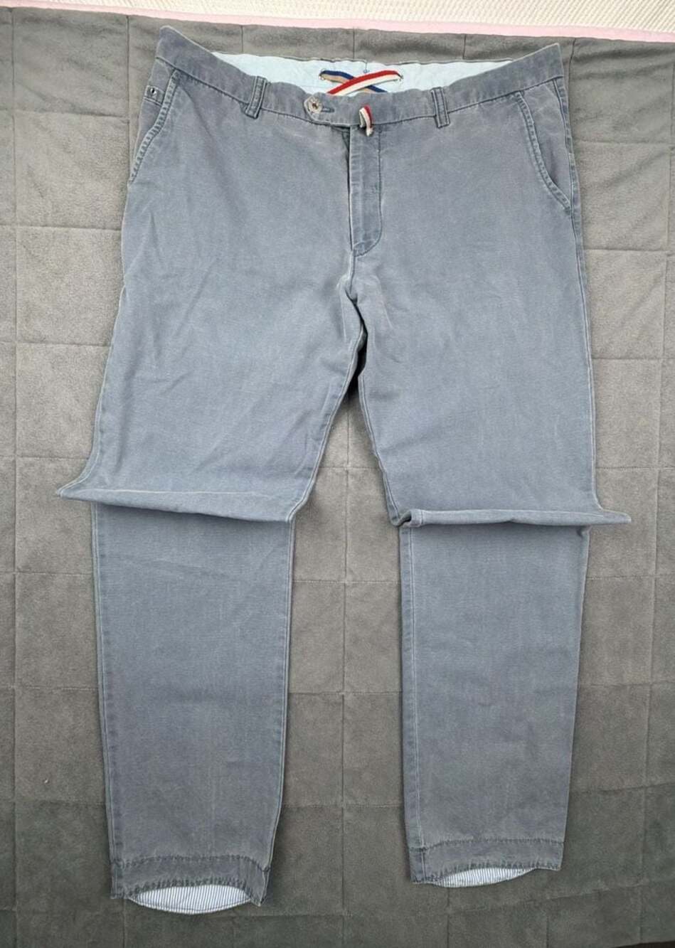 Berwich Faded Blue Cotton Tapered Casual Trousers